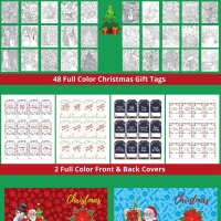 Christmas Themed Coloring Pages with Gift Tags and Covers