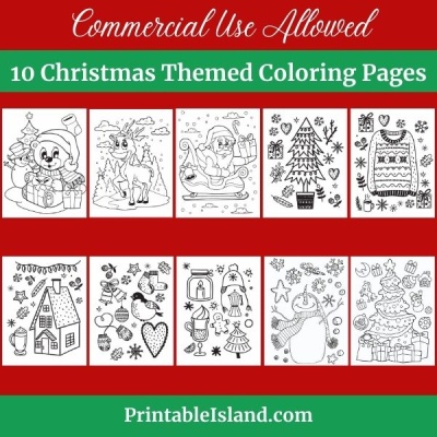 10 Christmas Themed Coloring Pages