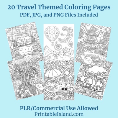 Travel Themed Coloring Package