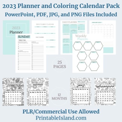 2023 Full Color Planner and 5 Sets Coloring Calendars