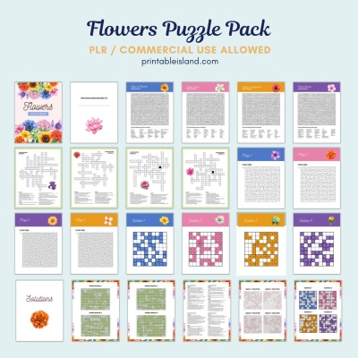 Flowers Themed Puzzle Book