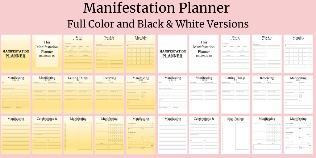 Manifestation Planner Full Color and Black and White Printable Island